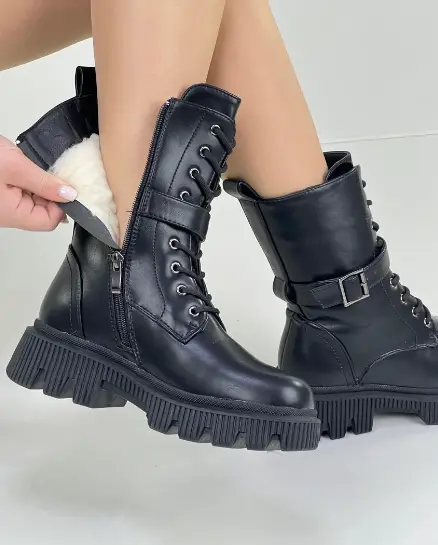 Женские ботинки зимние высокие на шнурках (р-р 36-41)