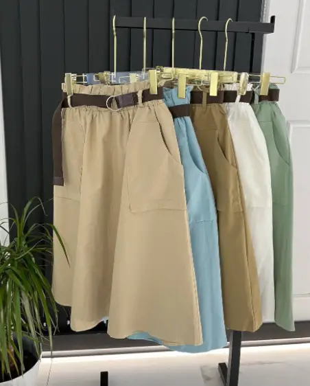 Женская юбка хлопковая с ремнём (р-р 42-50)