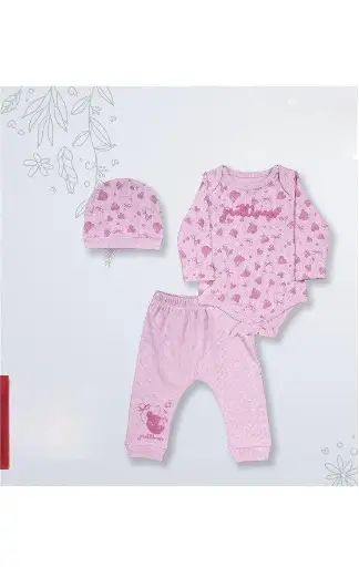 Комплект тройка: шапочка+боди+ползунки (3-6-9 мес)