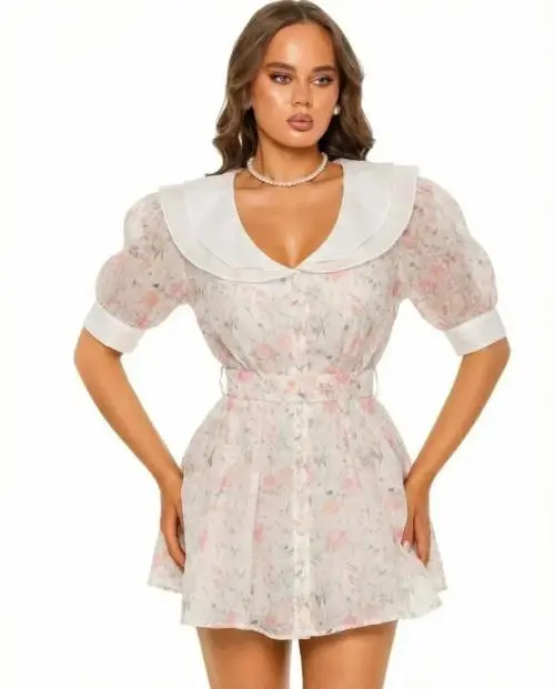 Платье с цветочным принтом мини женское (р-р 42-44)