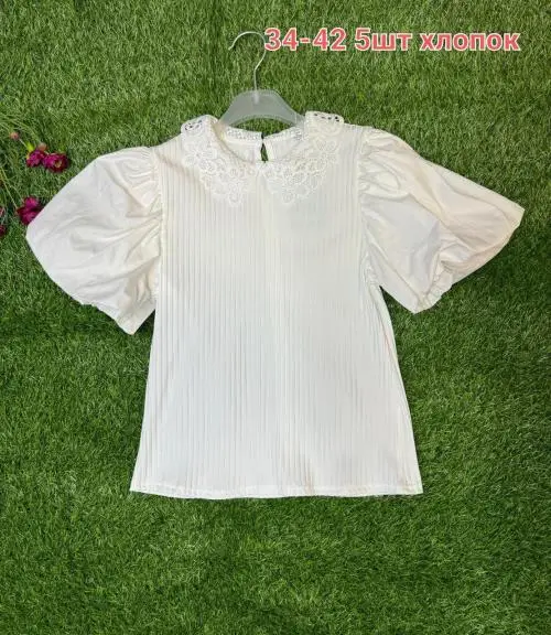 Блуза лапша с короткими объемными рукавами ( р-р 34-42)