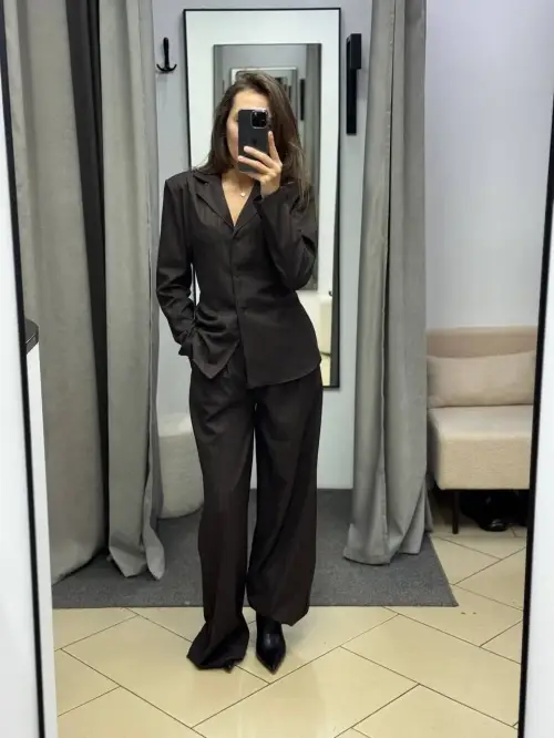 Костюм двойка женский: рубашка-пиджак и брюки-палаццо (р-р 42-44)