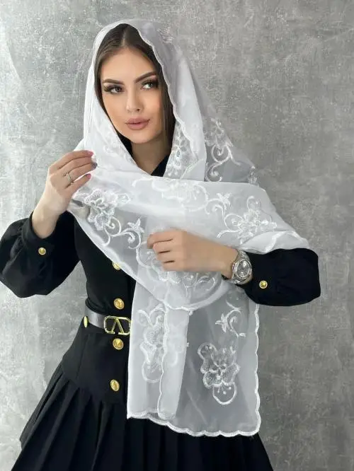 Шарф платок с вышивкой 50*180