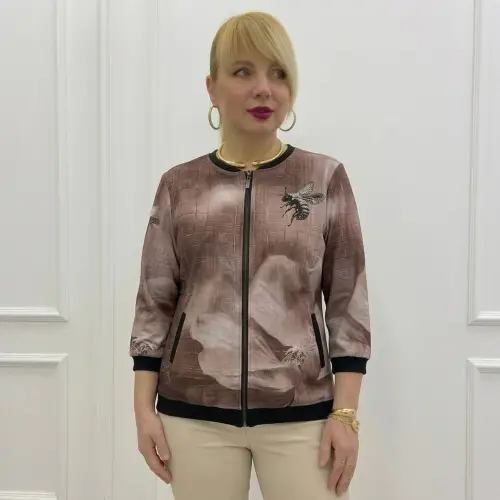 Толстовка трикотажная на молнии с принтом женская (р-р 50-56)