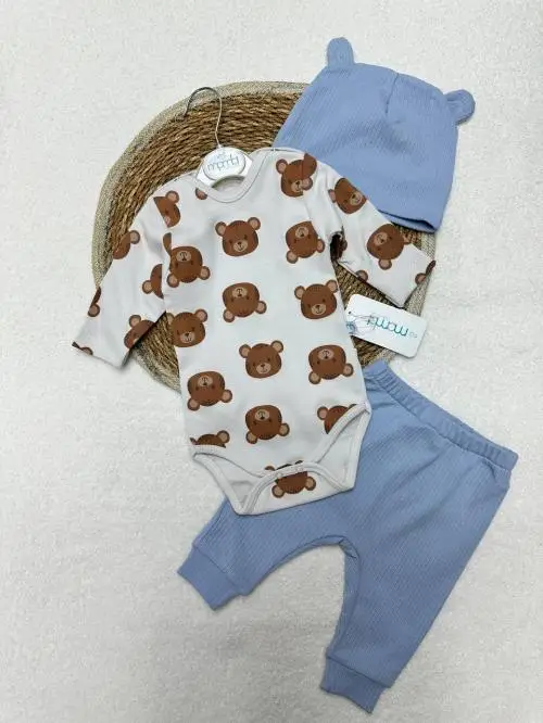 Комплект тройка боди+ползунки+шапочка р-р 62-80