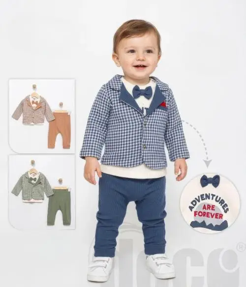 Костюм тройка для мальчика: кофта-лонгслив-брюки (р-р 3-12 мес)