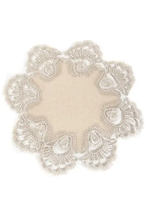 Салфетка тканевая на стол с кружевом, круглая (30х30)