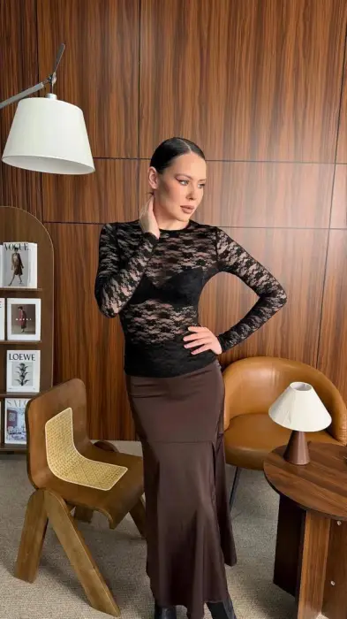 Лонгслив кружевной женский (р-р S-M)