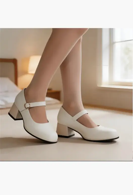 Туфли кожаные на каблуке с ремешком женские (р-р 36-41)