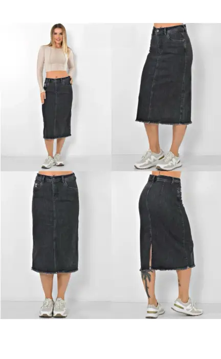 Юбка джинсовая миди с разрезом сзади р-р 28-33