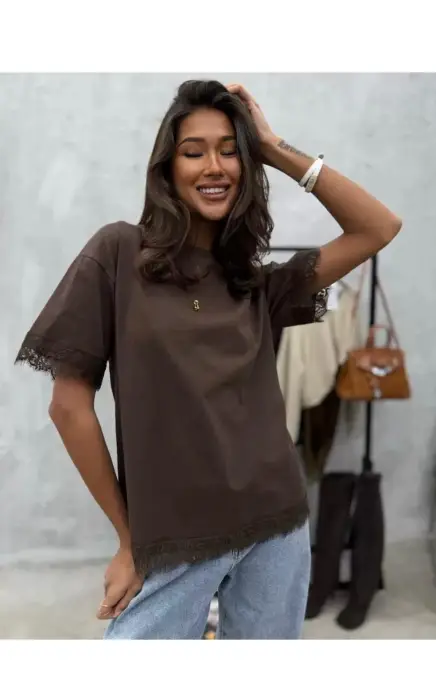 Футболка оверсайз нарядная с кружевом р-р 44-50