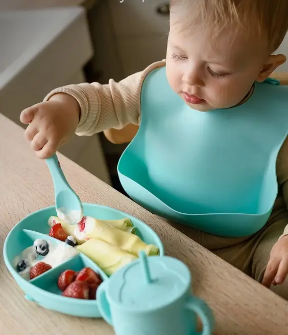 Детская посуда, Набор для кормления силиконовый, без запаха.