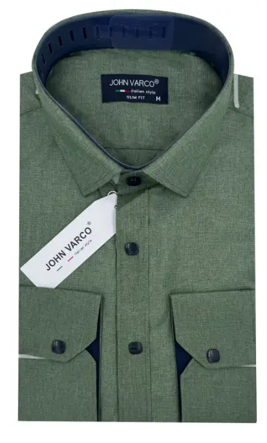 Мужска рубашка лен стрейч кнопка (M-4XL)