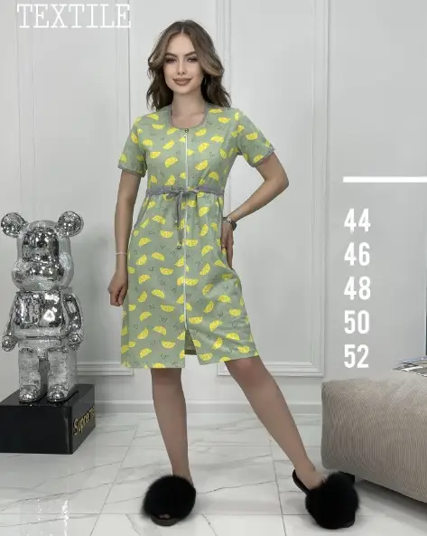 Халат женский домашний с кулиской по талии ( р-р 44-52)