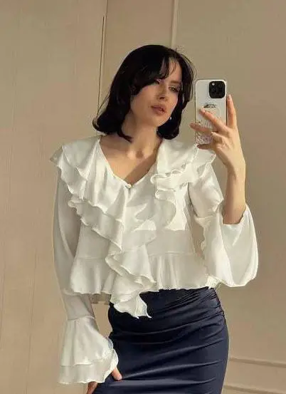 Блузка укороченная с воланами женская р-р 42-48