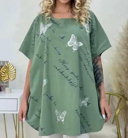 Женская трикотажная футболка большого размера оверсайз (р-р единый)