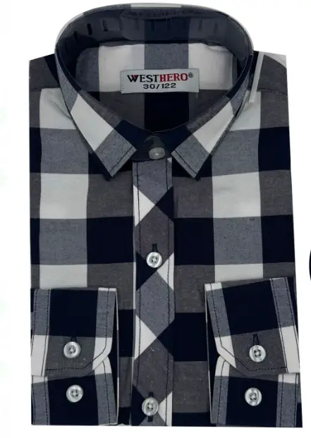 Рубашка детская длинный рукав в клетку, хлопок (р-р 29-36)