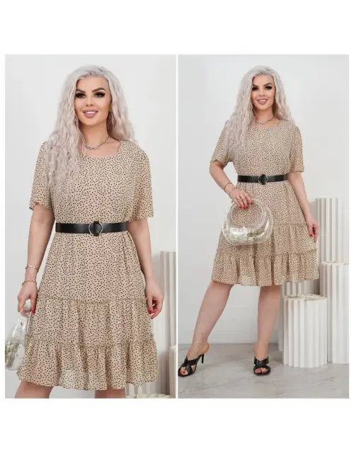 Платье женское шифоновое в горошек (р-р 50-56)