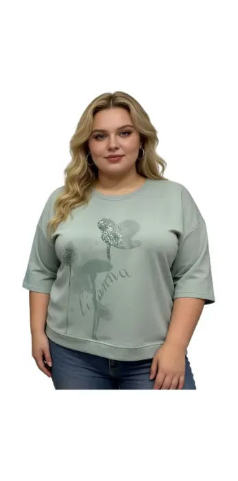 Джемпер трикотажный женский с цветочным принтом (р-р 2XL-5XL)