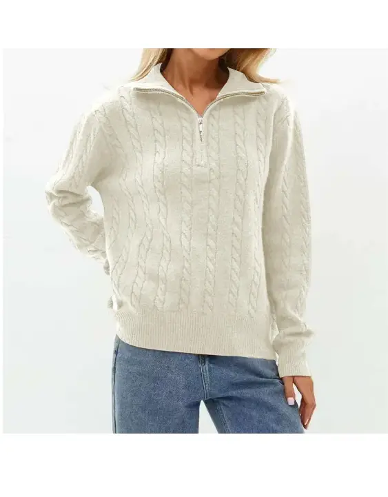 Свитер оверсайз вязаный с горлом на молнии (размер единый)