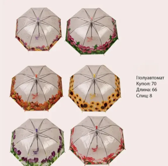 Зонт полуавтомат , однотонные цветные ( 8 спиц)