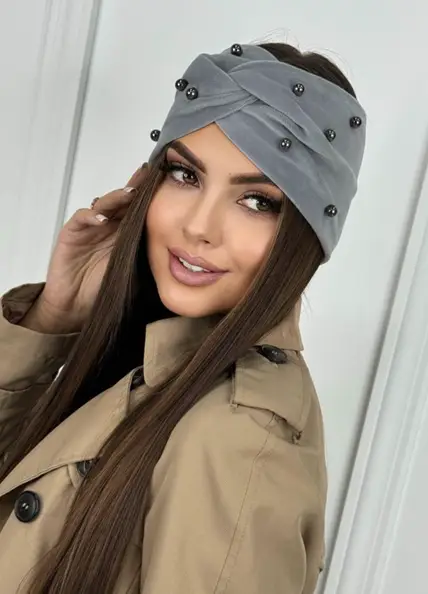 Женская повязка на голову, с бусинами 