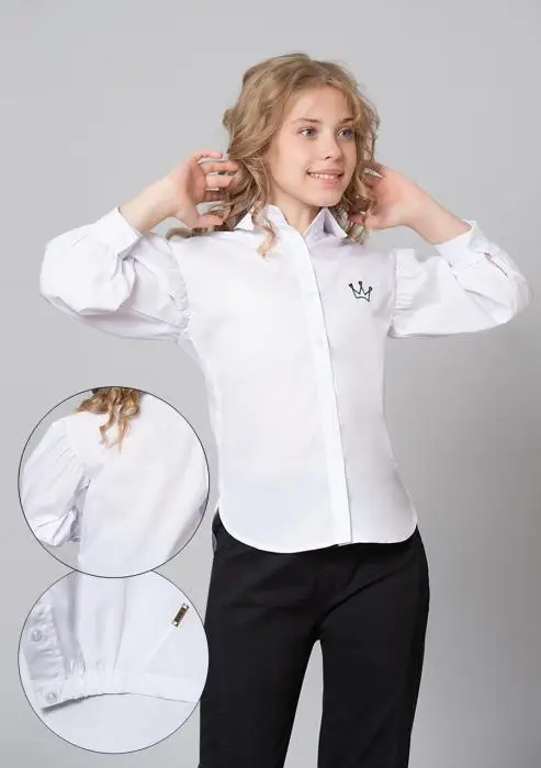  Блузка школьная с длинным рукавом для девочки (9-14 лет)