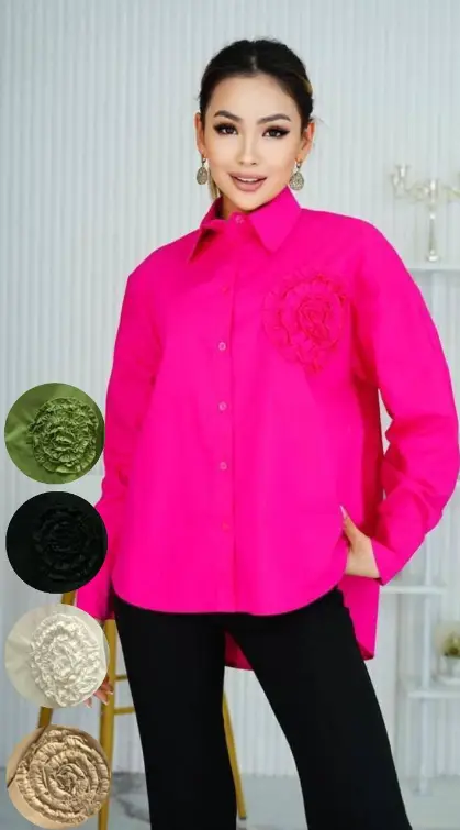 Рубашка женская  с цветком на груди (р-р S/M)