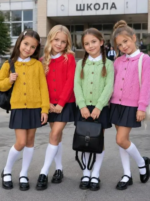 Кардиган вязаный на пуговицах для девочки (р-р 3-5-7 лет)