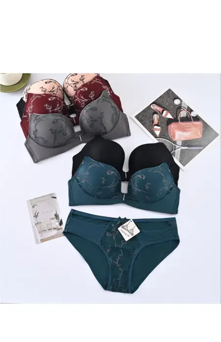 Бюстгальтер и трусы женские с вышивкой 80В-90В