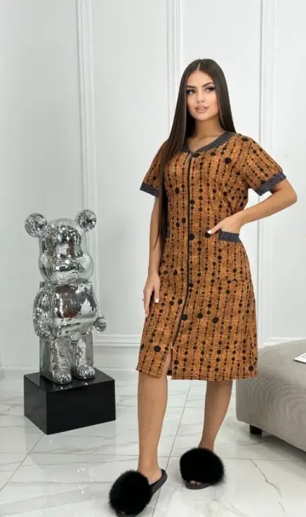 Женский домашний халат для дома на молнии р-р 50-60