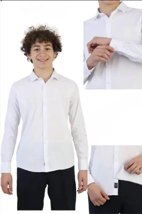 Рубашка белая школьная с длинным рукавом для мальчика (р-р 116-134)