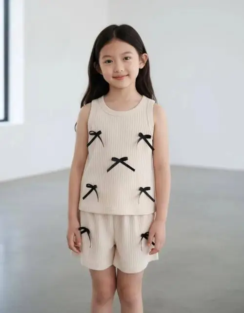 Костюм майка-шорты с бантиками для девочки (р-р 28-36)