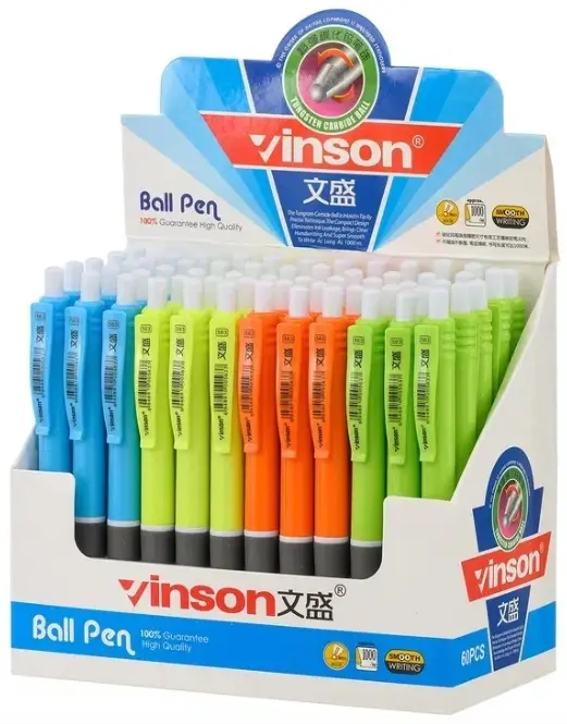 Авторучка с чернилами на масляной основе: "VINSON-1000м"; цветной корпус , толщина пишущего узла 0,7 mm