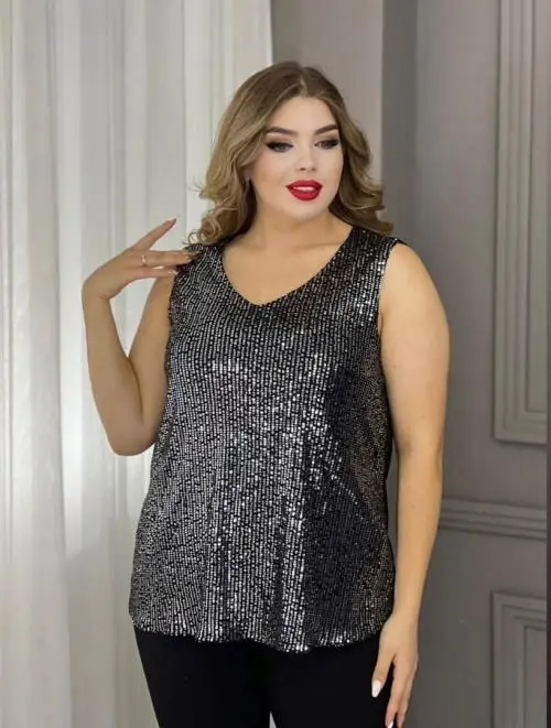 Топ с пайетками женский (р-р 50-56)