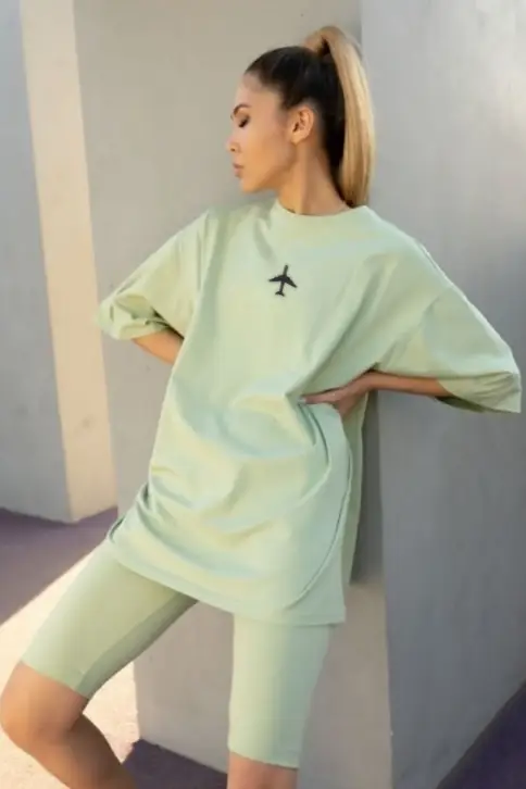 Женский костюм с велосипедиками и футболкой оверсайз (р-р XS-XL)