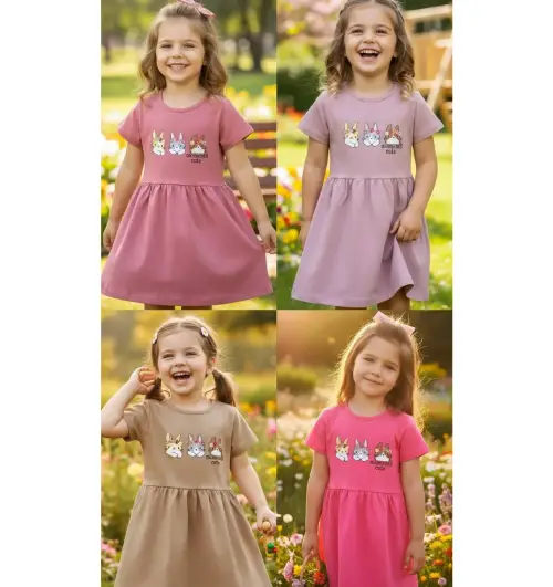 Платье трикотажное для девочки короткий рукав (р-р 3-6 лет)
