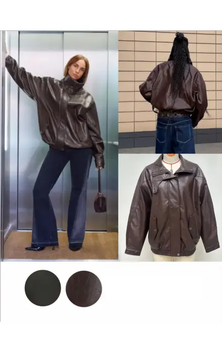 Косуха бомбер кожаная женская (р-р S M L)