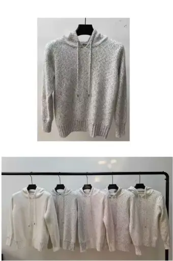 Свитер вязаный оверсайз с капюшоном р-р 48-58