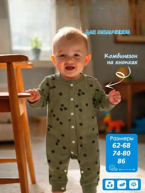 Комбинезон на кнопках для мальчика (р-р 62-86)