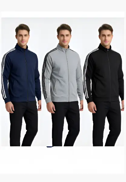 Толстовка на молнии с лампасами мужская (р-р L-5XL)