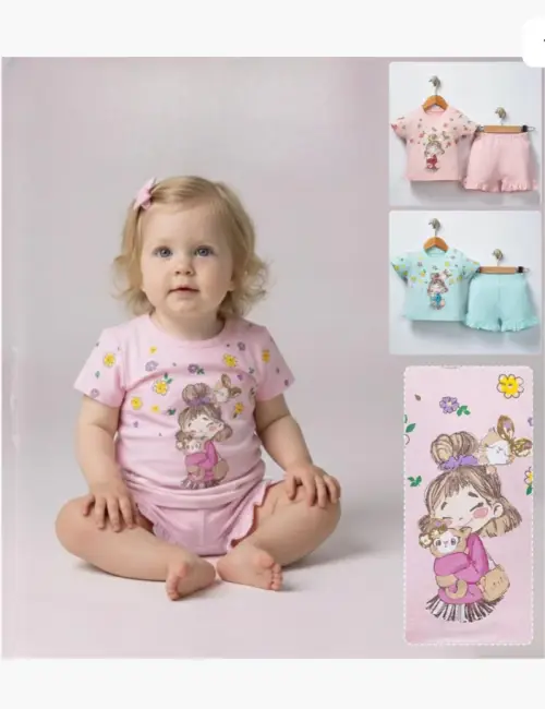 Костюм двойка: шорты и футболка для девочки (р-р 6-24 мес)