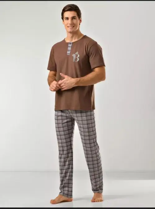 Мужская пижама футболка с коротким рукавом и брюки (р-р 48-56) 