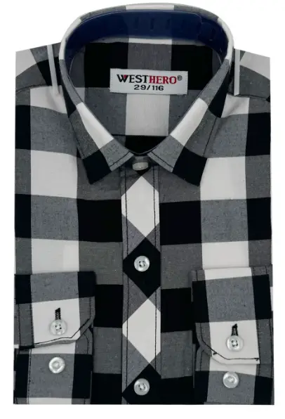 Рубашка детская длинный рукав в клетку, хлопок (р-р 29-36)