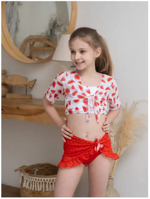 Купальник детский раздельный 4 в 1 с накидкой р-р 28-36