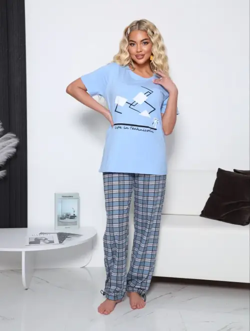 Пижама женская футболка-брюки (р-р 46-56)