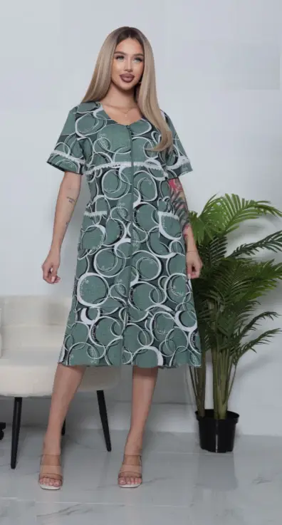 Женский домашний халат для дома на молнии р-р 50-60