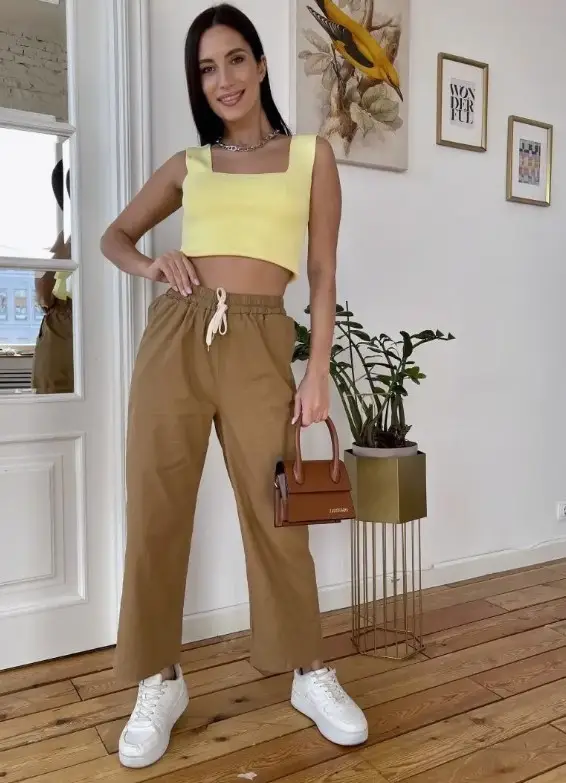 Женские брюки на резинке , хлопок-лен ( р-р 52-54,56-58)