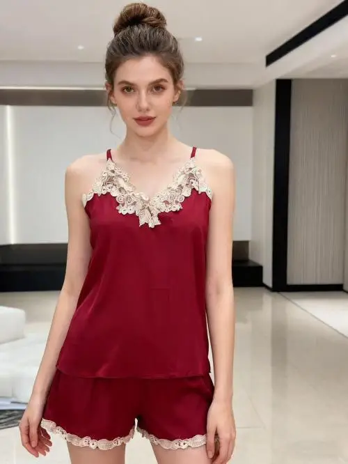 Комплект "Атласный" женский, майка и шорты, однотонный (р-р 42-50)