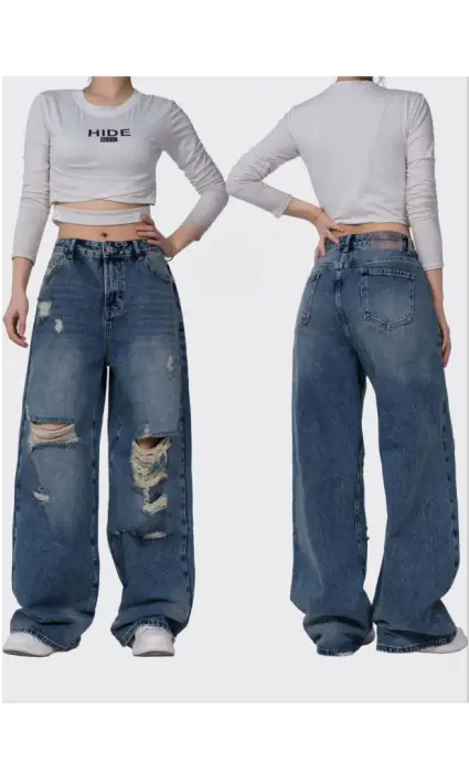 Джинсы-трубы женские рваные р-р 30-36